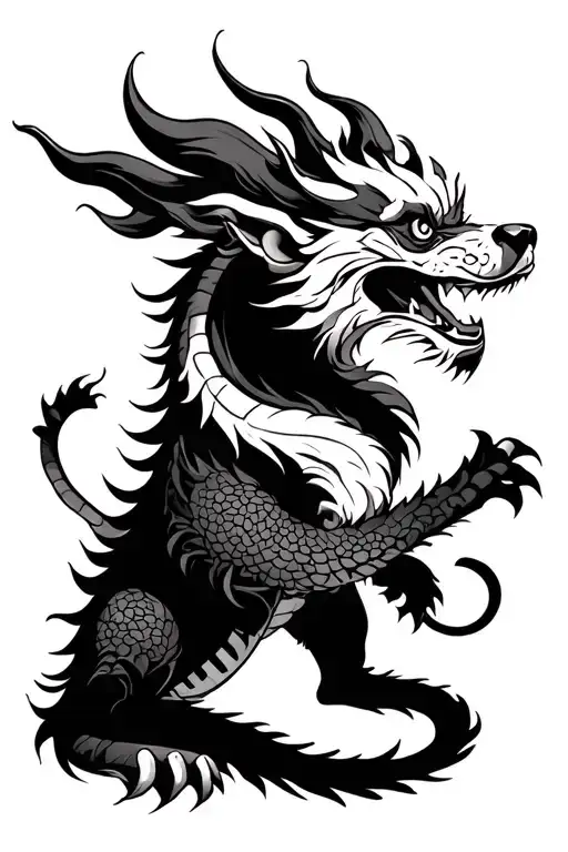 Chinese horoscope dog, dragon, monkey king tattoo design idea