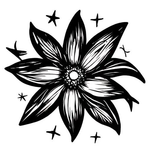 Fan Flower with stars coraline vibe  tattoo design idea
