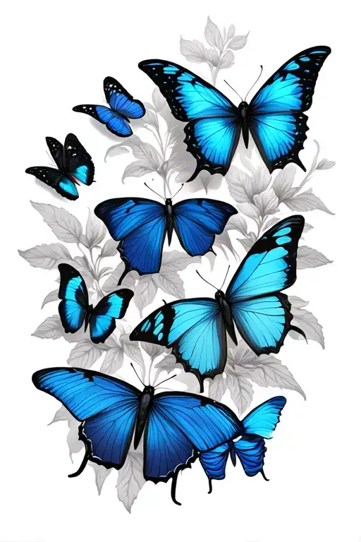 Blu morpho butterflies surrounding tattoo design idea