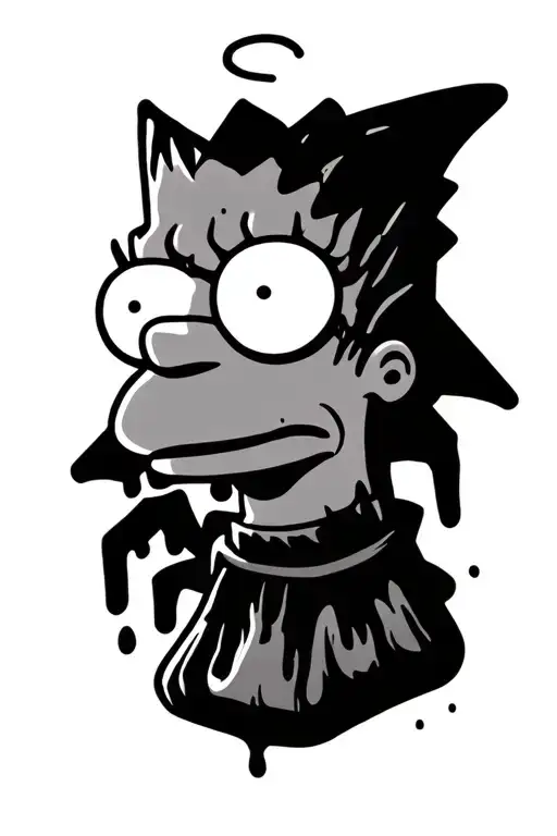 BART Simpson as an evil, toxic, acid dripping spider. BART’s head is styled true to the cartoon with spider like feature tattoo design idea