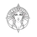 Hecate head and shoulders goddess of magic tattoo design idea