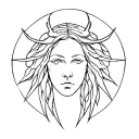 Hecate head and shoulders goddess of magic tattoo design idea