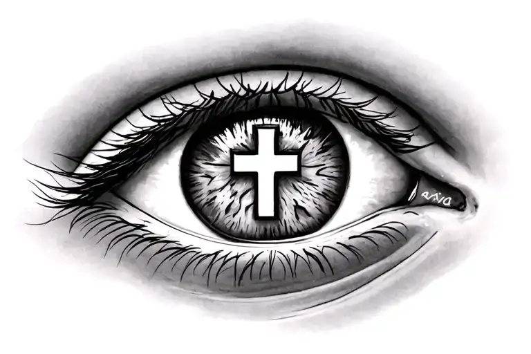 eye with cross in it tattoo design idea