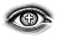 eye with cross in it tattoo design idea