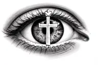 eye with cross in it tattoo design idea