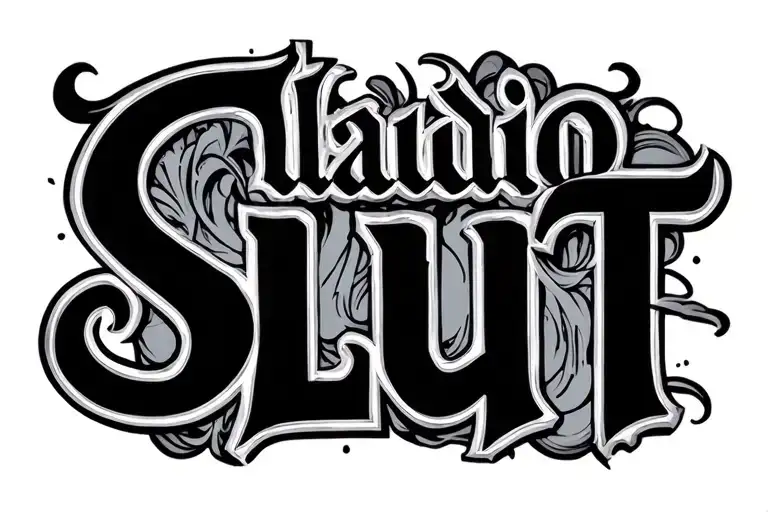 Claudio Slut words tattoo design idea