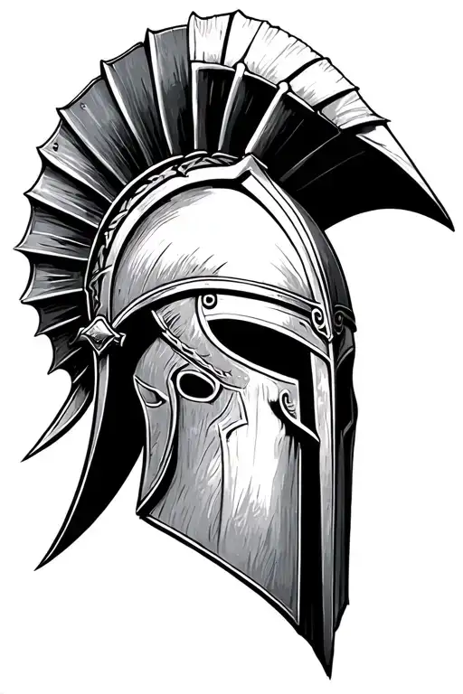 Spartan Helmet With Spear tattoo design idea