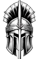 Spartan Helmet With Spear tattoo design idea