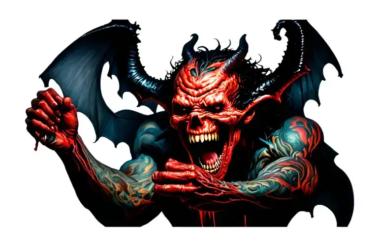inner demon fight demon big middle I death abuse cancer tattoo design idea