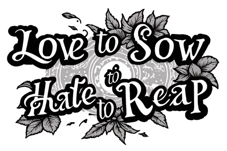 "Love to Sow / Hate to Reap" text above knees tattoo design idea