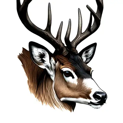 white tail deer head tattoo design idea