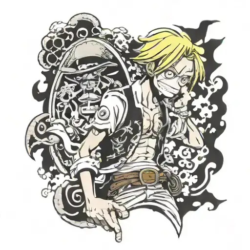 One piece sanji story tattoo design idea