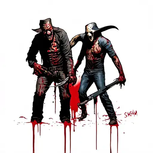 freddy krueger vs scream vs jason tattoo design idea