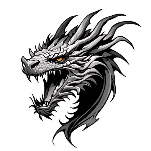 fierce dragon head emerging tribal tattoo tattoo design idea