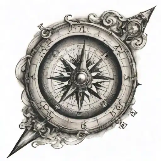pierced navigation compass tattoo design idea