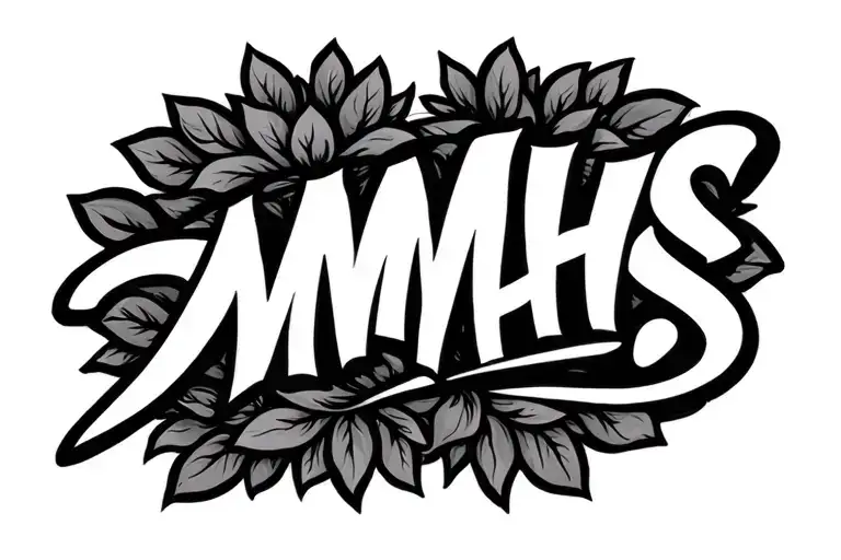 MMahs in cursive tattoo whipped lines tattoo design idea