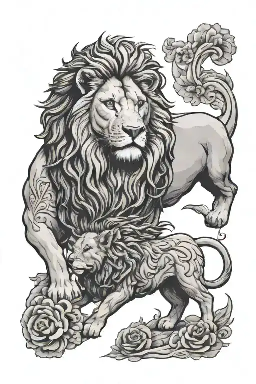 Lion And Lamb tattoo design idea
