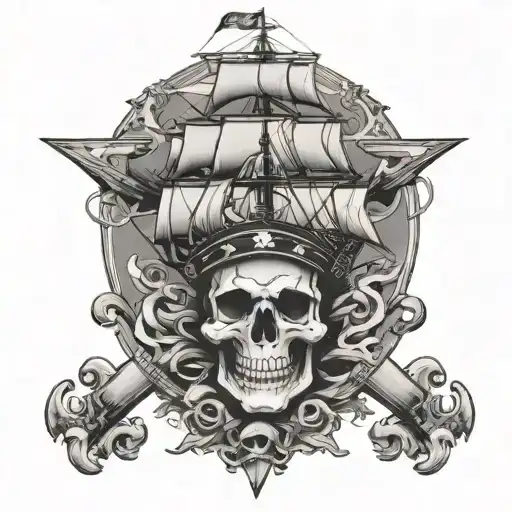 full naval fleet with sailor Jerry skull and bones!  tattoo design idea