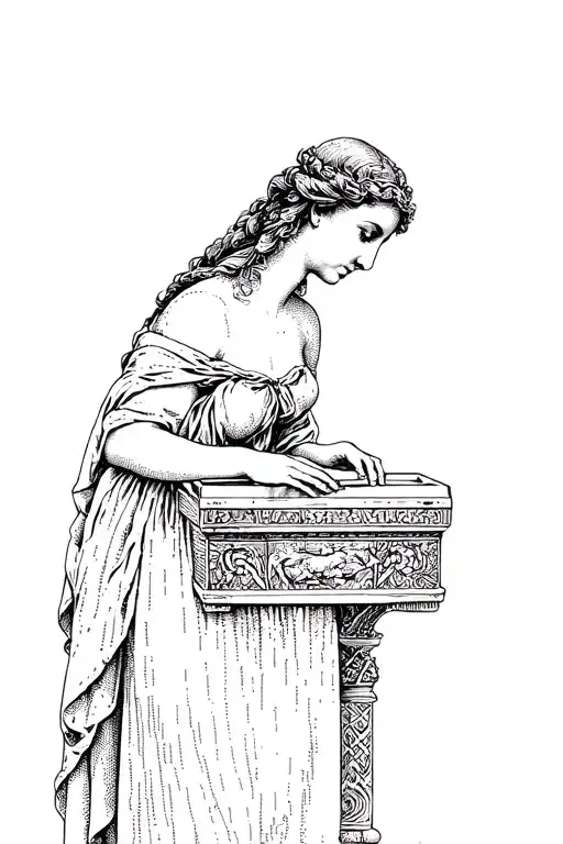 Woman opening Pandoras box ancient greek mythology tattoo design idea