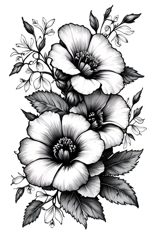 morning glory, aster, carnation, snowdrop flower spine tattoo tattoo design idea