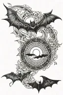 bat and rising sun tattoo design idea