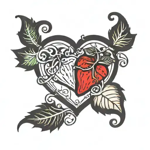 vine in a shape of a heart sayin maddie +lucas   2024 tattoo design idea