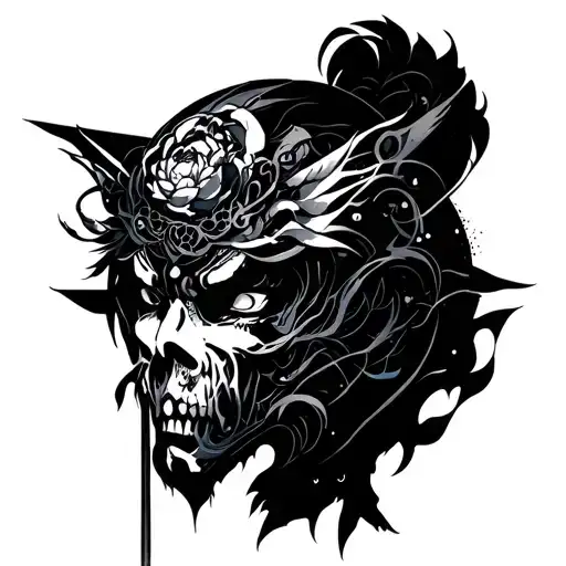 Cyberpunk Japanese tattoo design idea