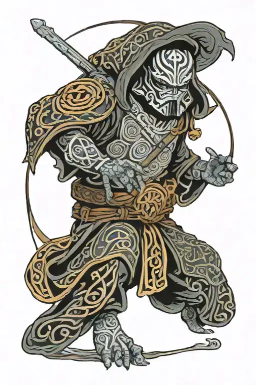 star wars, villain, celtic patterns inspired tattoo design idea