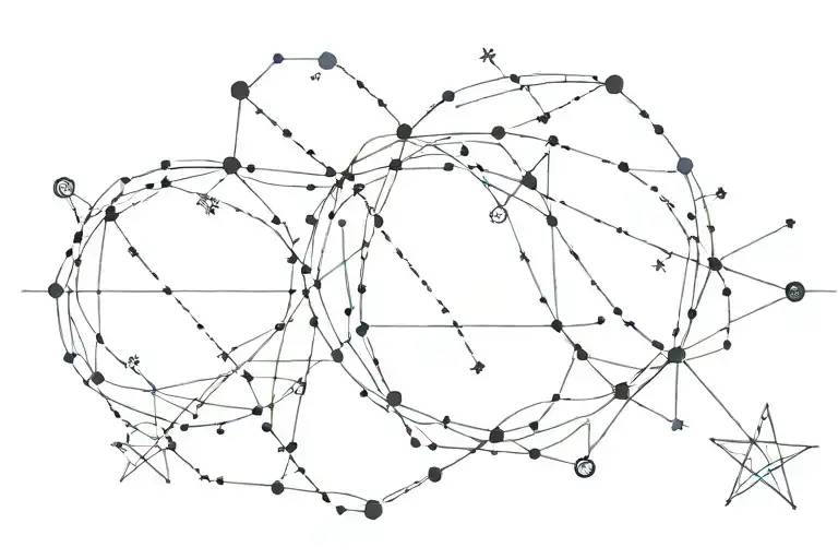 Birthday of a family of four. Constellation symbols. Simple lines tattoo design idea