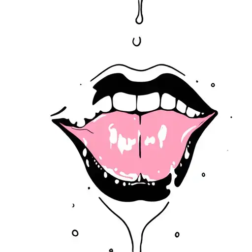 milk spilled from lips and tongue  tattoo design idea