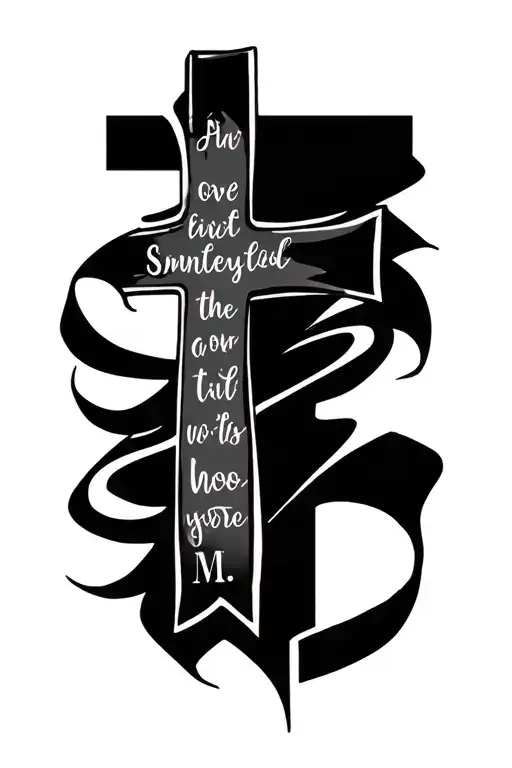 cross with bible verse Philippians 4:13 tattoo design idea