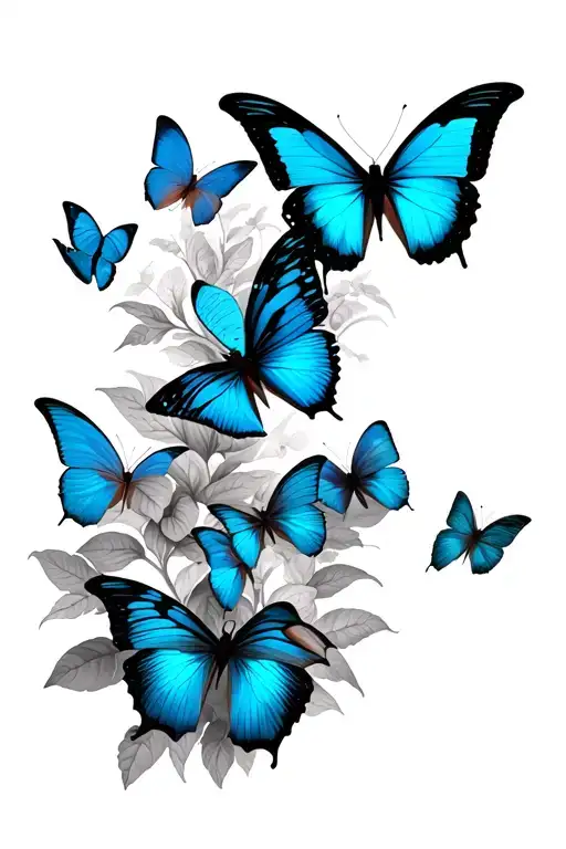 Blu morpho butterflies fluttering tattoo design idea