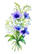 a bouquet of lily of the valley, morning glory, larkspur, and marigold  tattoo design idea