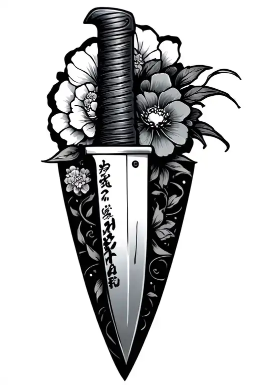 Japanese Knife tattoo design idea