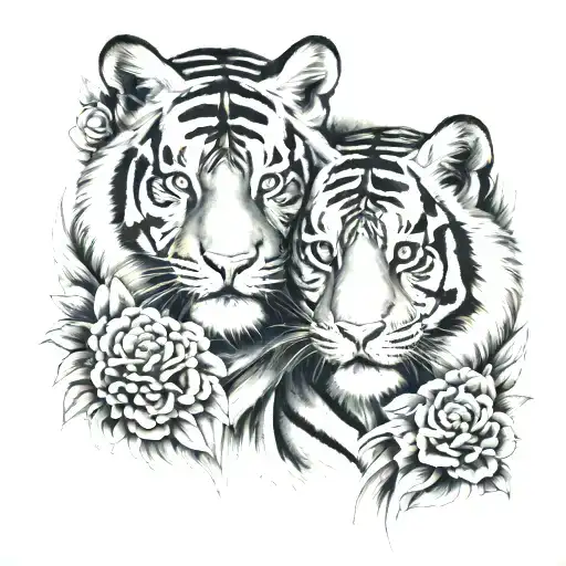 Tigers, Gemini, Evie and Lucy tattoo design idea