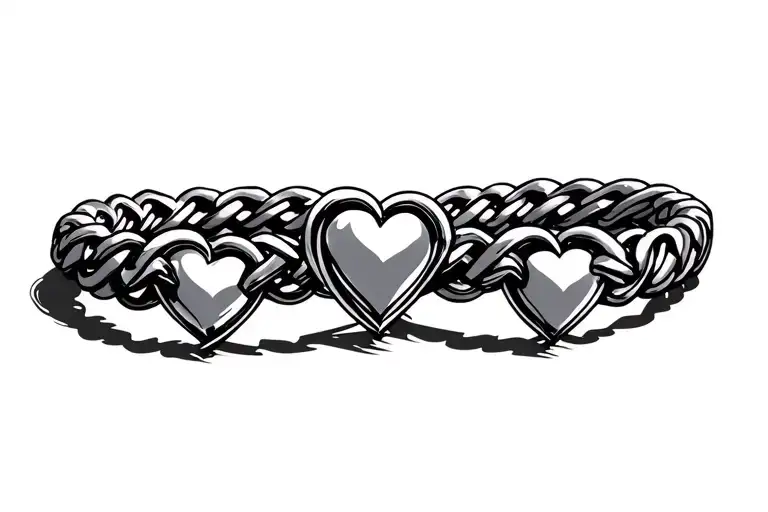Intertwining heart charm bracelet tattoo tattoo design idea
