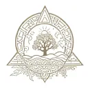 oak and sun rays with ancient patterns tattoo design idea