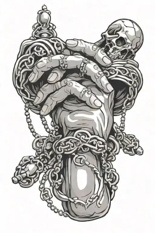 hands praying with a rosary wrapped tattoo design idea