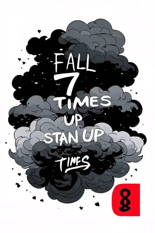 japanese clouds saying fall 7 times stand up 8 times tattoo design idea