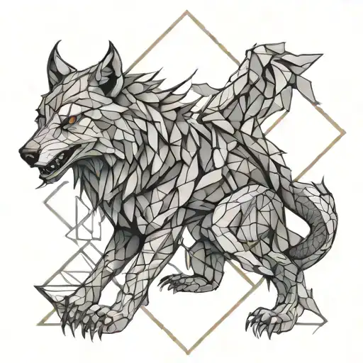 wolf and dragons tattoo design idea