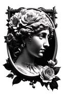 Cameo frame with some dimension tattoo design idea