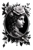 Cameo frame with some dimension tattoo design idea