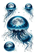 moon jellyfish geometry patterns tattoo design idea