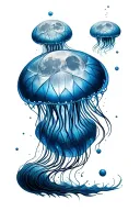 moon jellyfish geometry patterns tattoo design idea