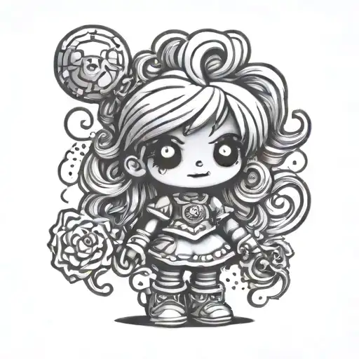 rainbow brite voodoo doll tattoo design idea