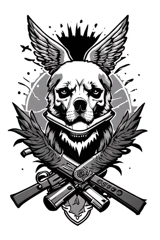 military style black and grey American traditional with aspects of Alaska  tattoo design idea