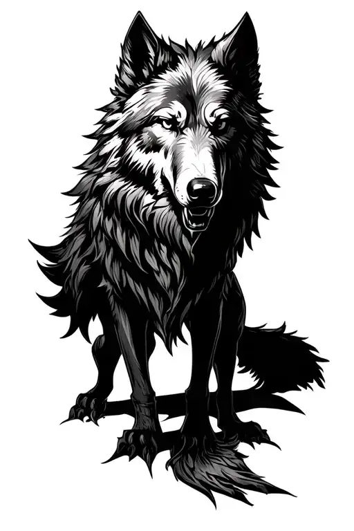 fenrir viking norse wolf tattoo design idea