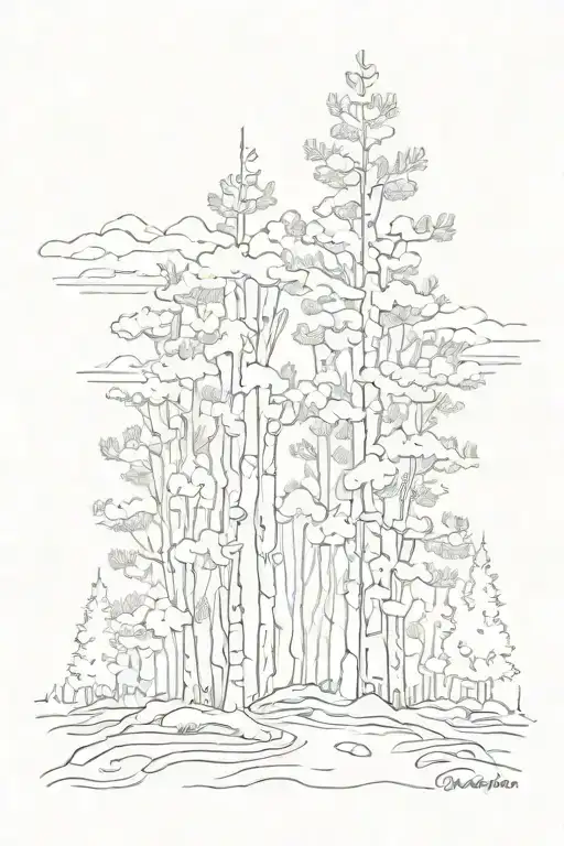 with birch trees, with the sights of Novosibirsk and with the inscription made in Russia tattoo design idea