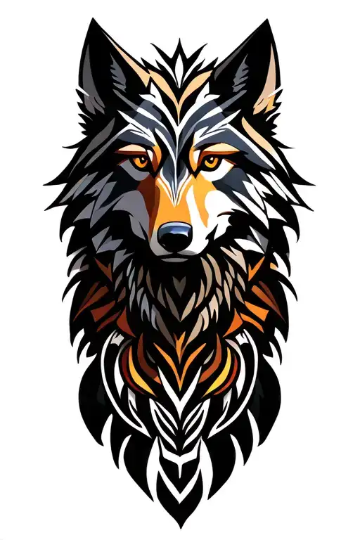 wolf in polynesian tribal design,it should boost power,demand respect and a protector tattoo design idea