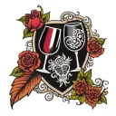 I love you, wife and husband, wine glass tattoo design idea